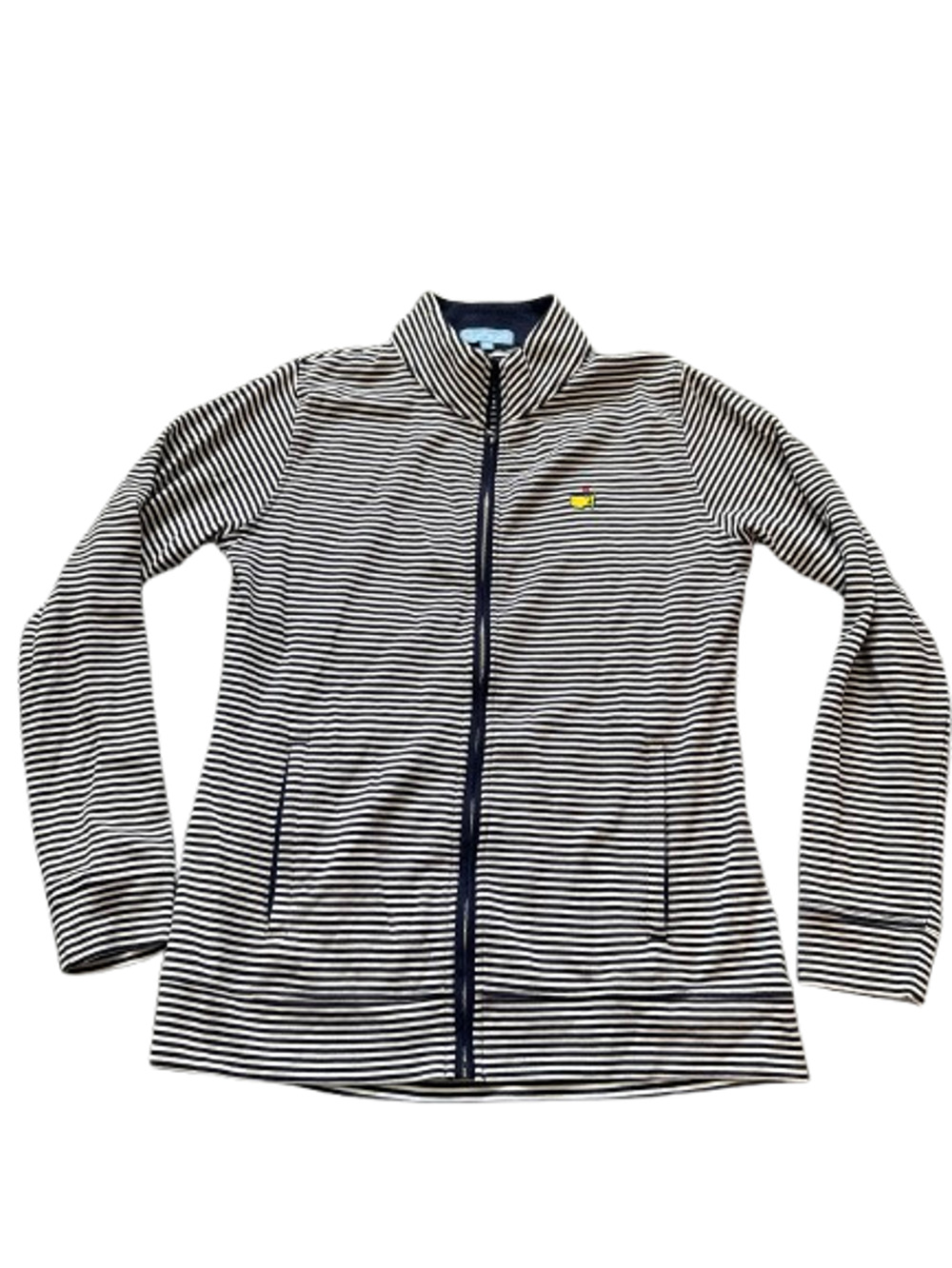 Masters Golf Jacket Womens Black White Striped Full Zip Magnolia Lane Tech Sz M